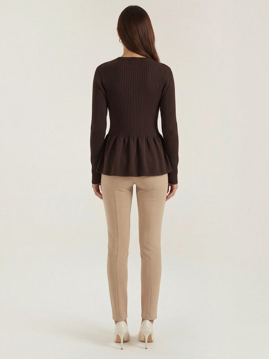 Diana Peplum Ribbed Knit Cardigan