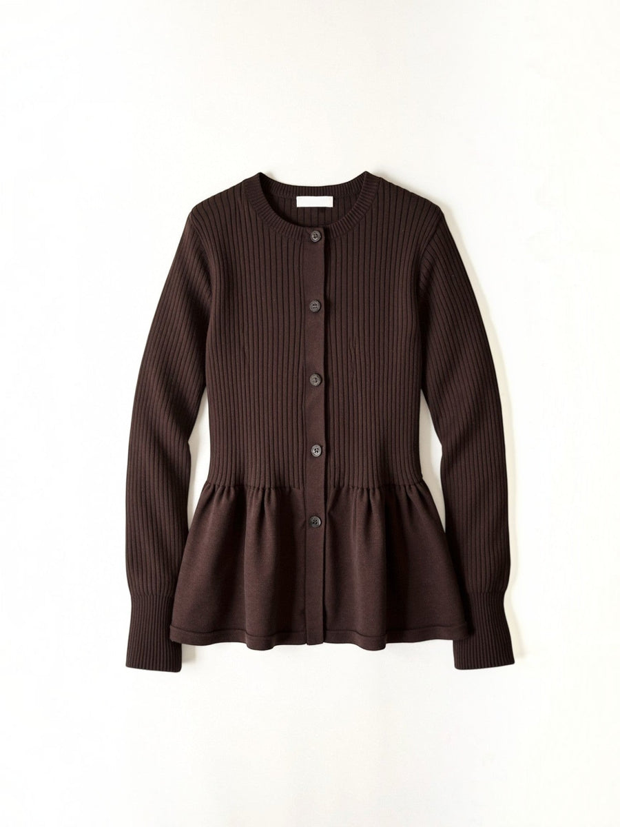 Diana Peplum Ribbed Knit Cardigan