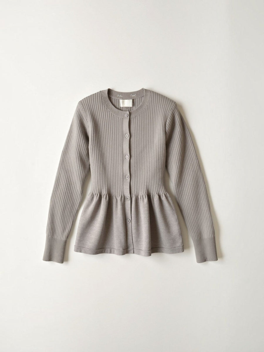 Diana Peplum Ribbed Knit Cardigan