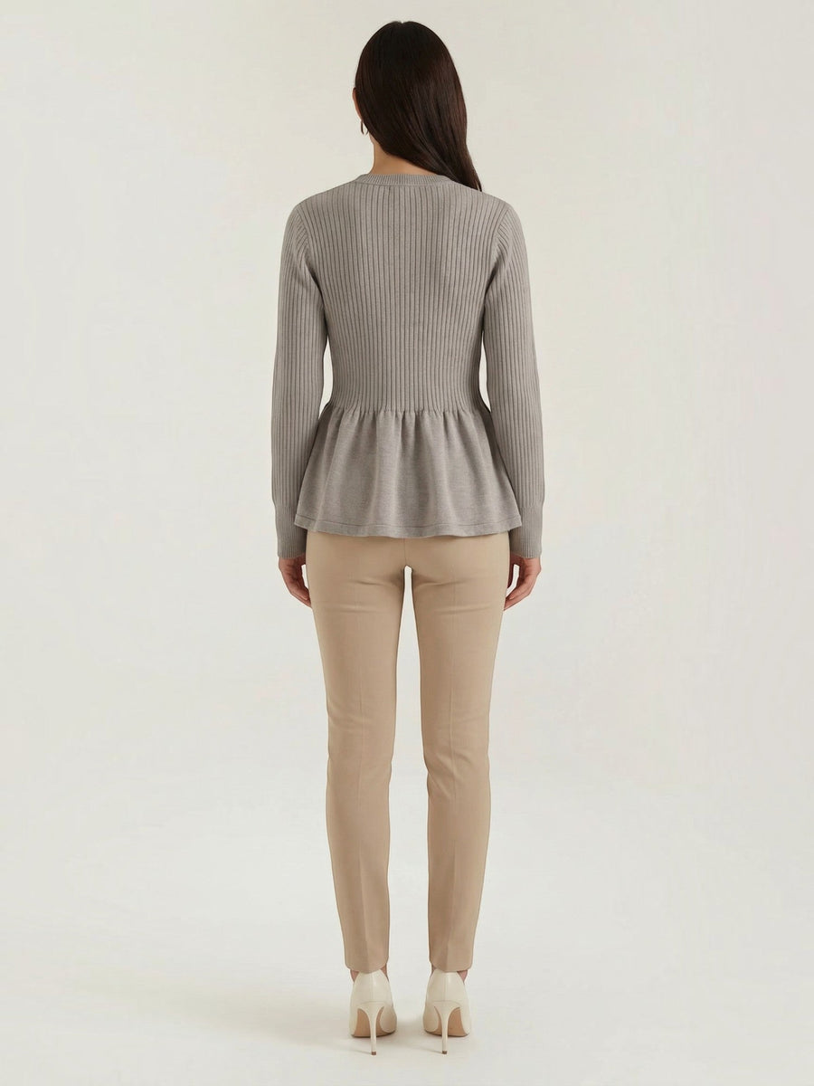 Diana Peplum Ribbed Knit Cardigan