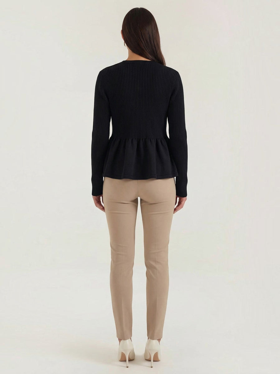 Diana Peplum Ribbed Knit Cardigan