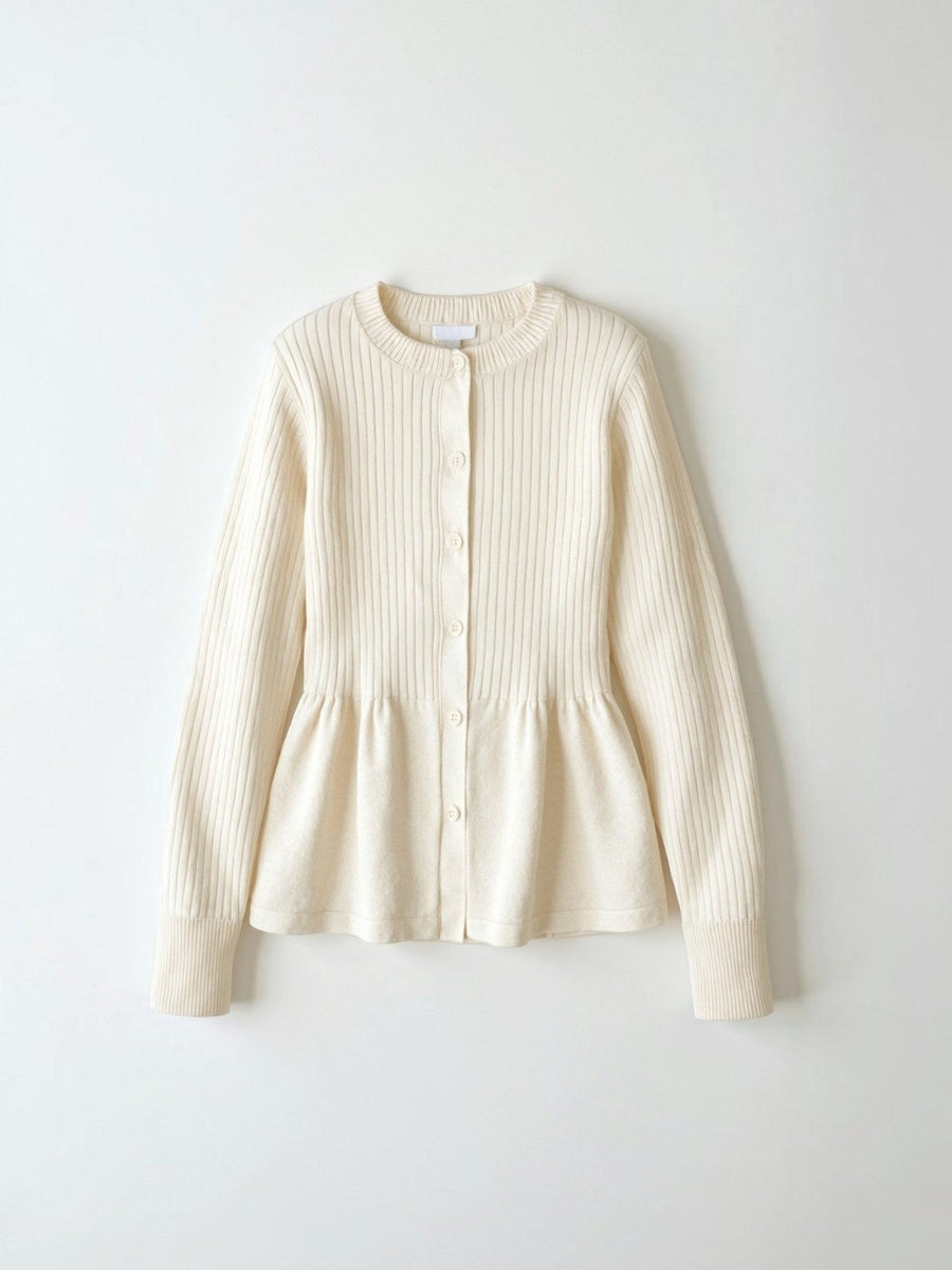Diana Peplum Ribbed Knit Cardigan