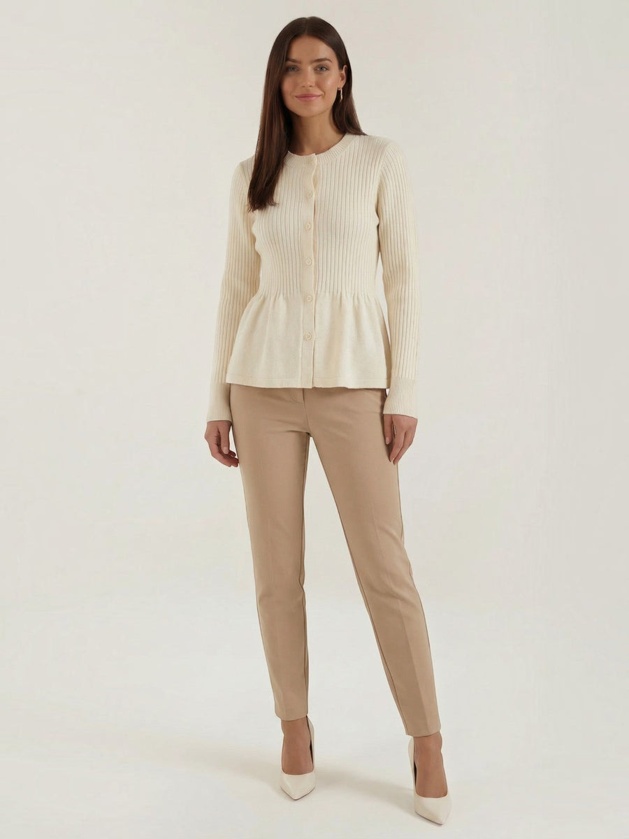 Diana Peplum Ribbed Knit Cardigan