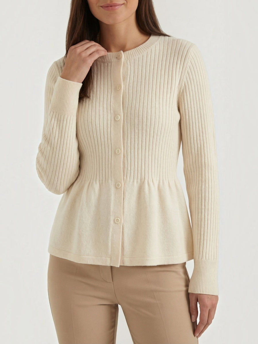 Diana Peplum Ribbed Knit Cardigan