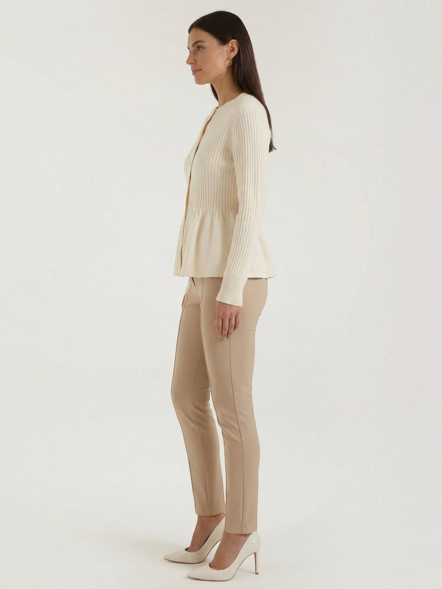 Diana Peplum Ribbed Knit Cardigan