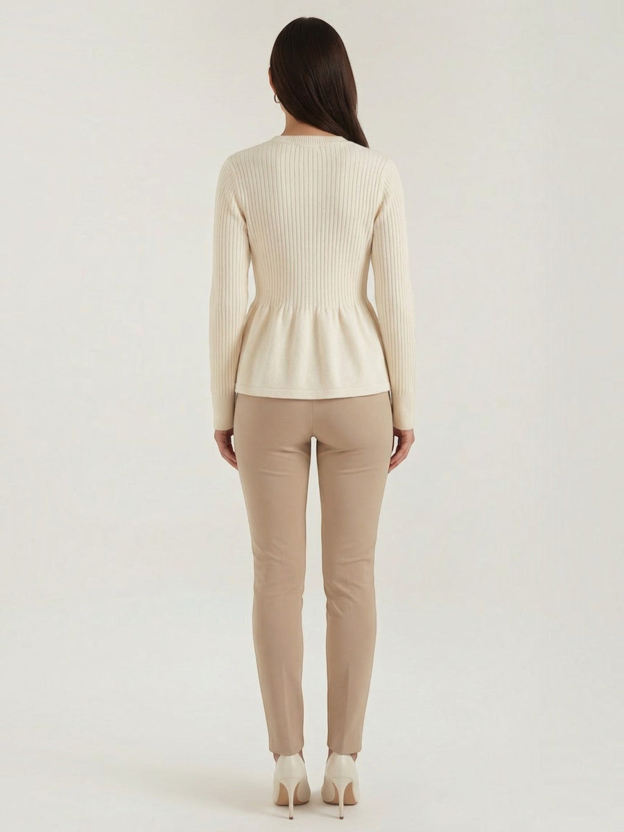 Diana Peplum Ribbed Knit Cardigan