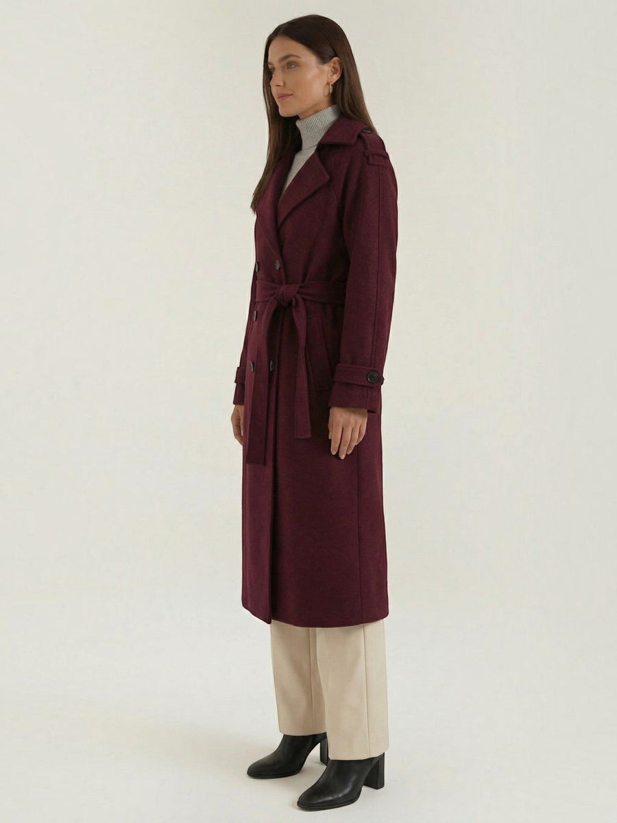 Dolores Wool Look Belted Trench Coat