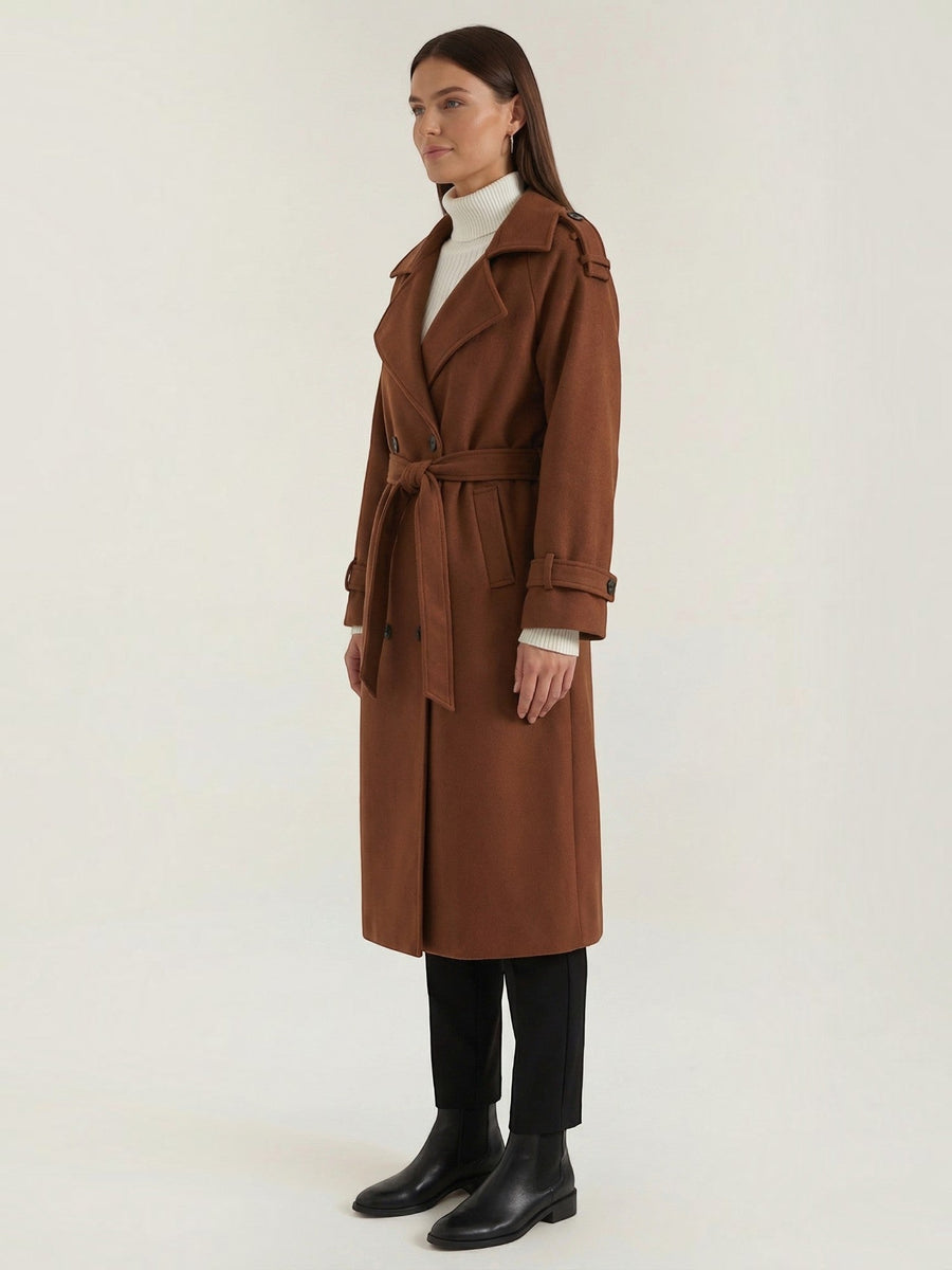 Dolores Wool Look Belted Trench Coat