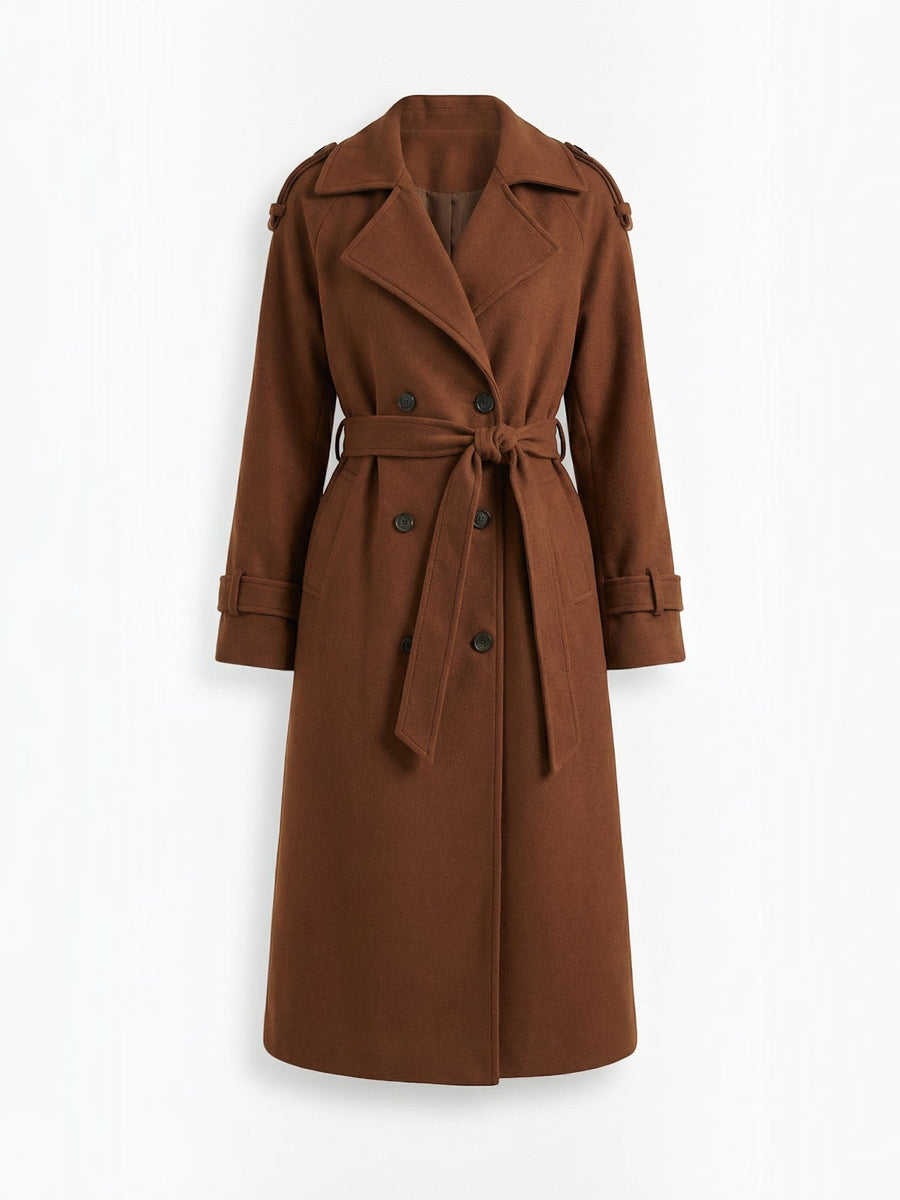 Dolores Wool Look Belted Trench Coat