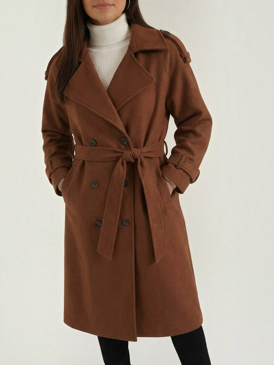 Dolores Wool Look Belted Trench Coat
