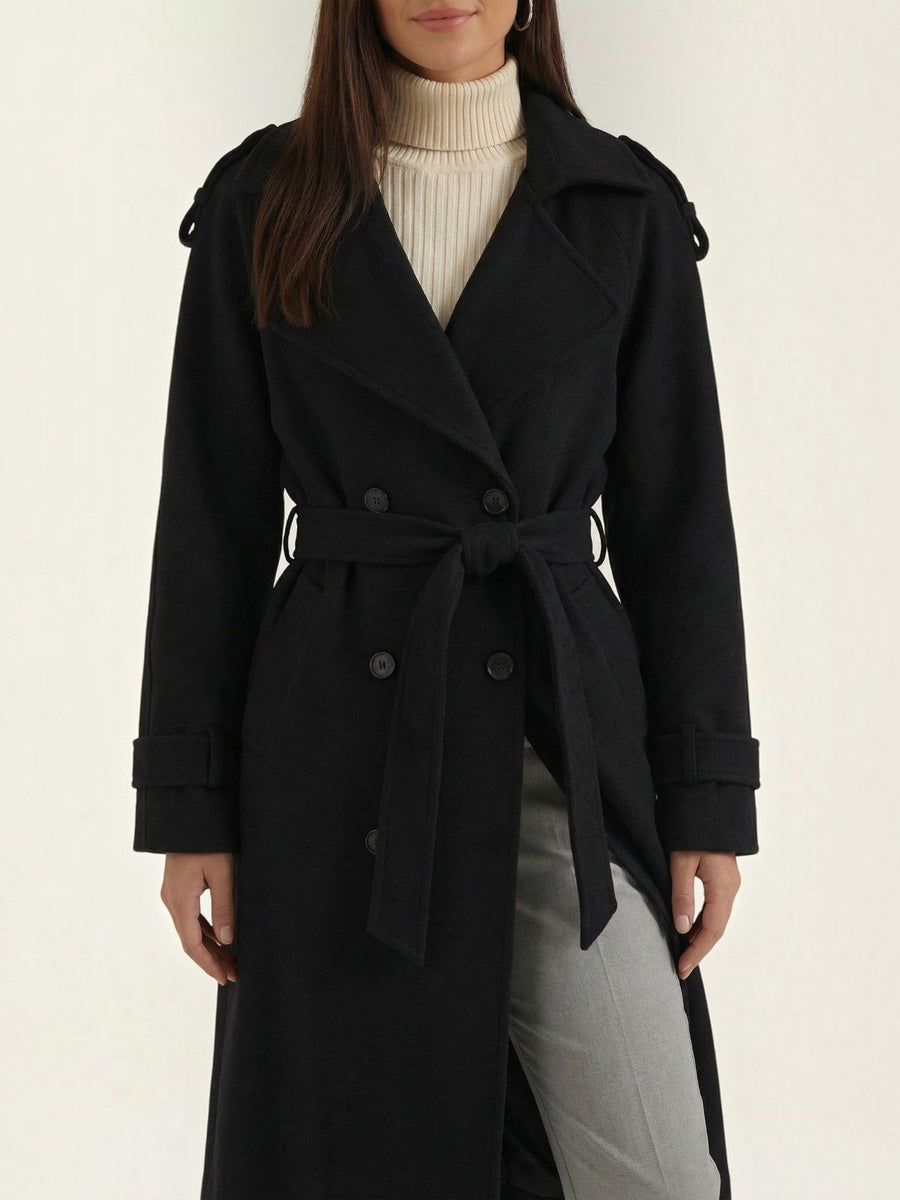 Dolores Wool Look Belted Trench Coat