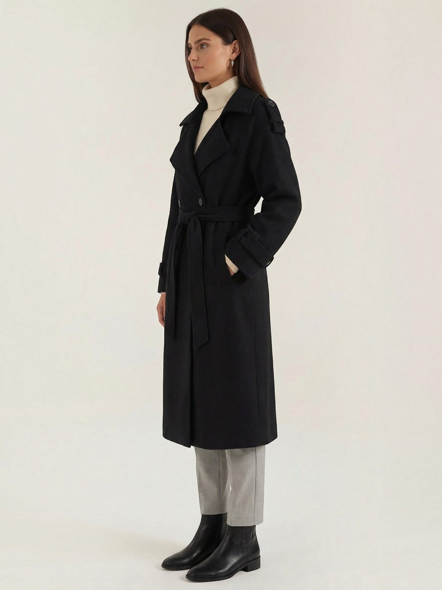Dolores Wool Look Belted Trench Coat