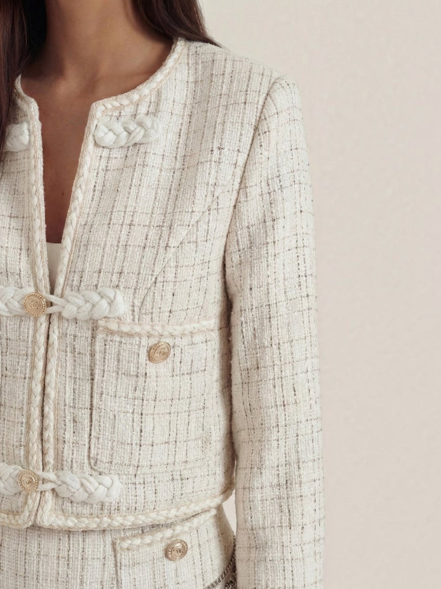 Doris Cropped Tweed Jacket and Pleated Mini Skirt Set