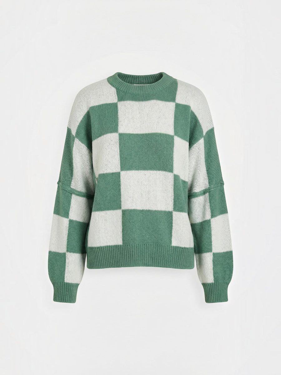 Emma Checkerboard Oversized Knit Sweater