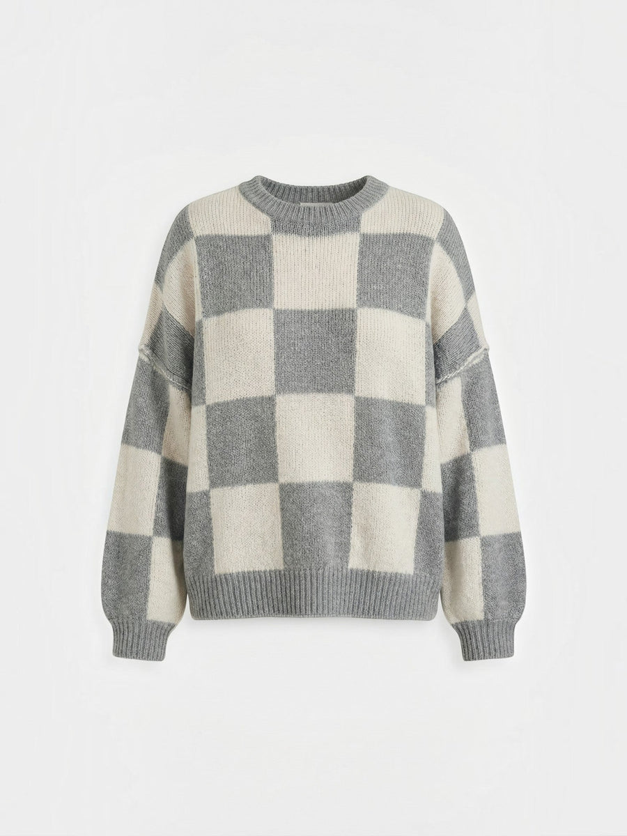 Emma Checkerboard Oversized Knit Sweater