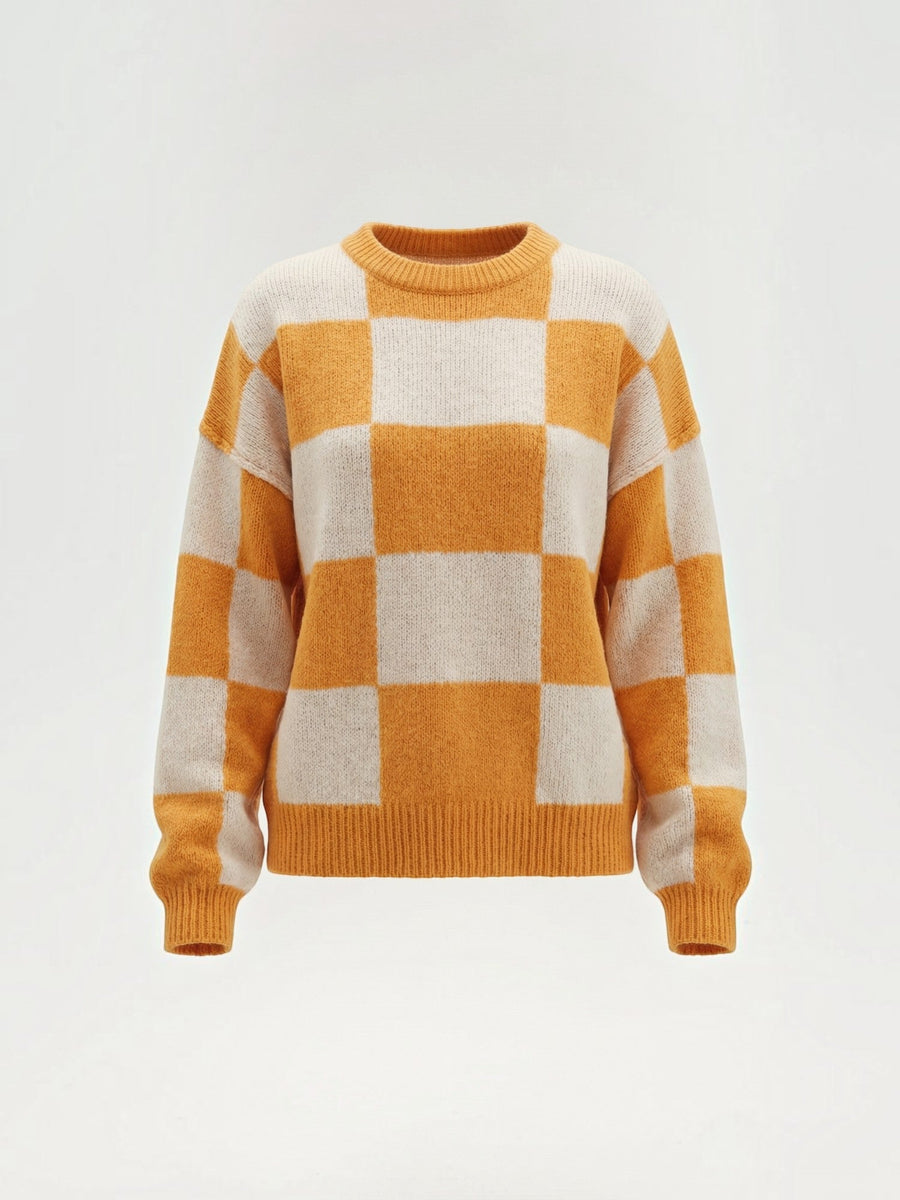 Emma Checkerboard Oversized Knit Sweater