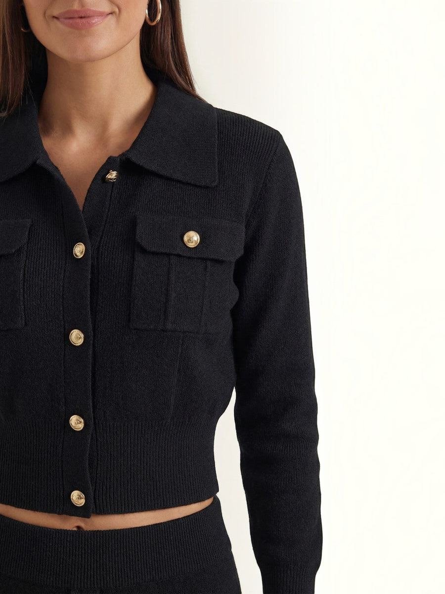 Evelyn Polo Collar Knit Jacket and Maxi Skirt Set