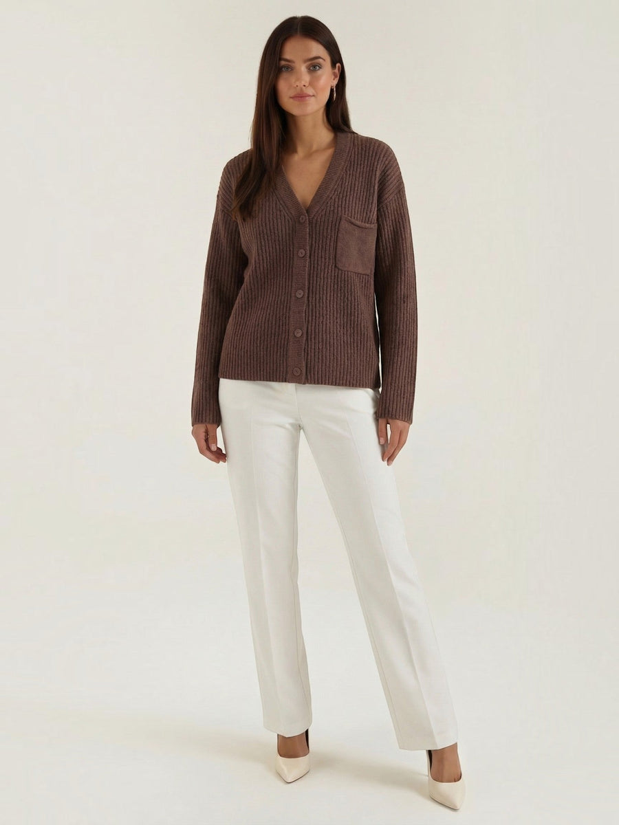 Frances Wide Rib Oversized Cardigan with Pocket