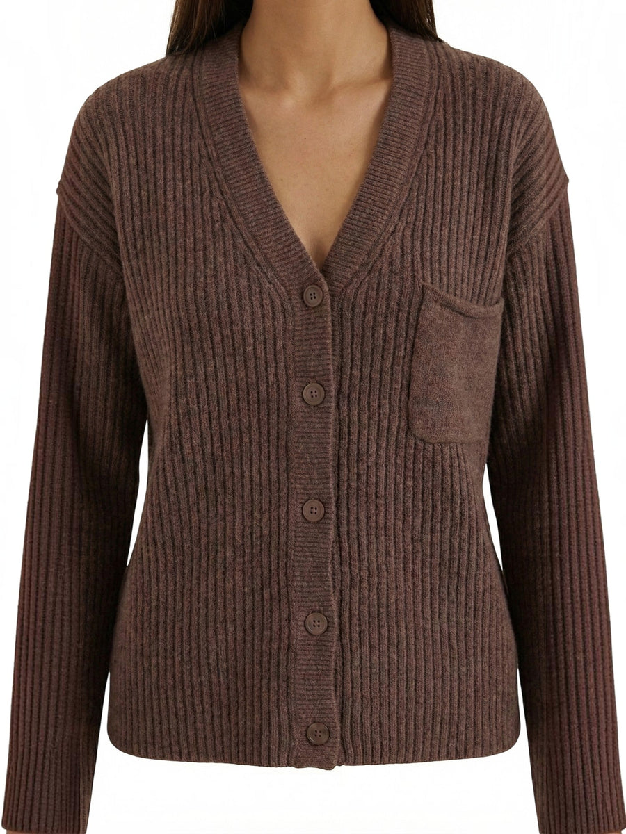 Frances Wide Rib Oversized Cardigan with Pocket
