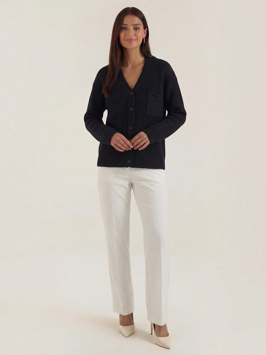 Frances Wide Rib Oversized Cardigan with Pocket