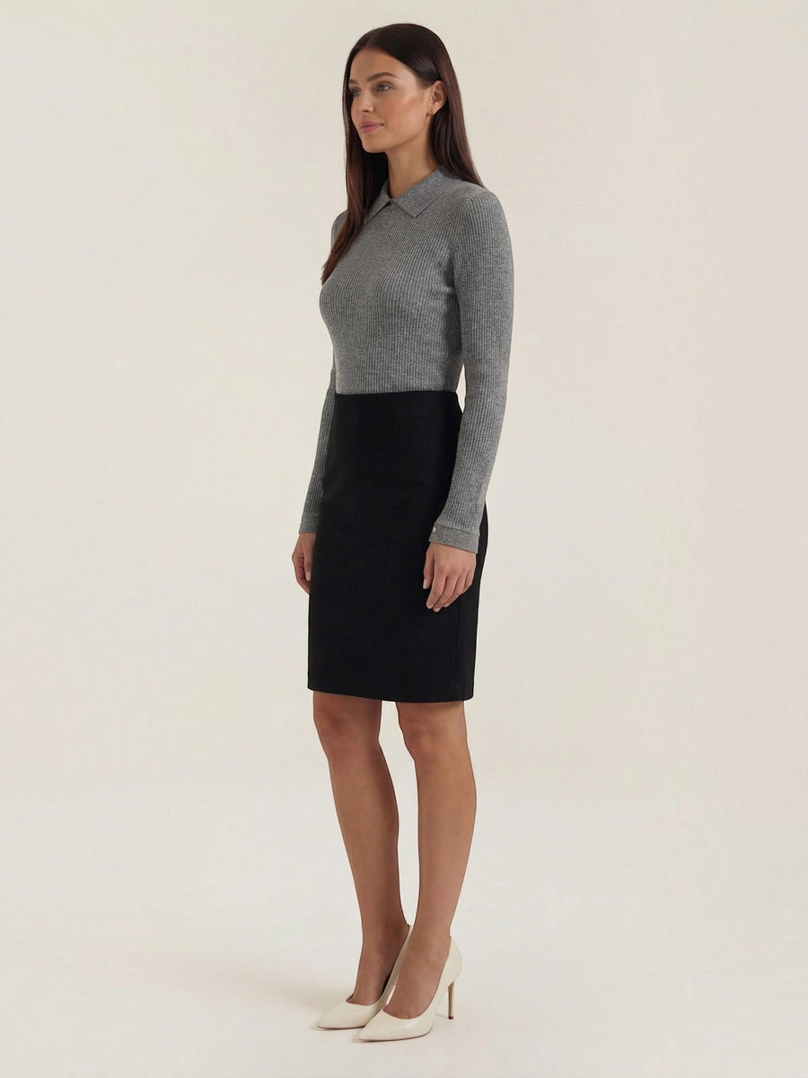 Gail Ribbed Wool Polo Collar Sweater