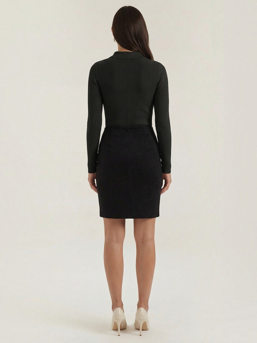 Gail Ribbed Wool Polo Collar Sweater