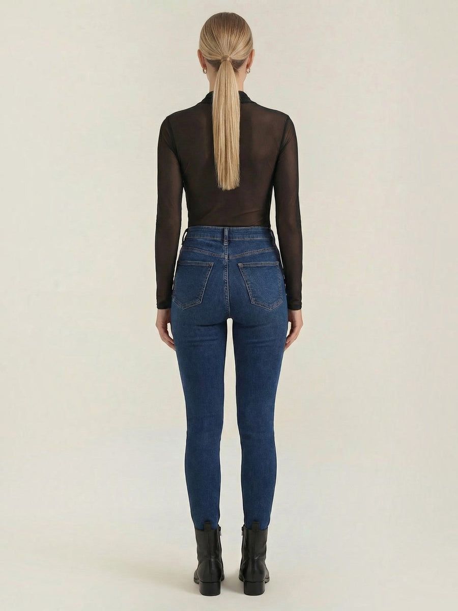Georgia Sheer Mesh Wrap Front Top