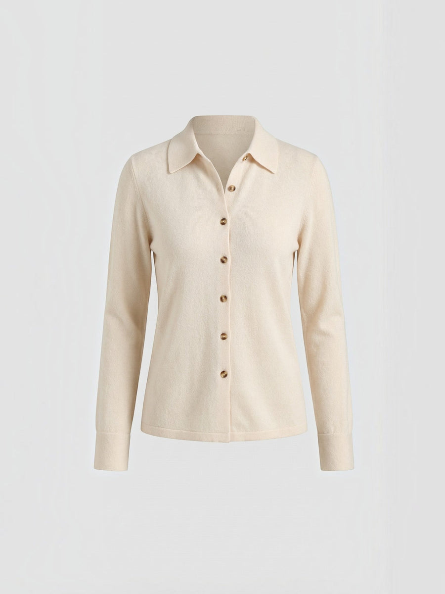 Gladys Polo Collar Button Front Knit Top