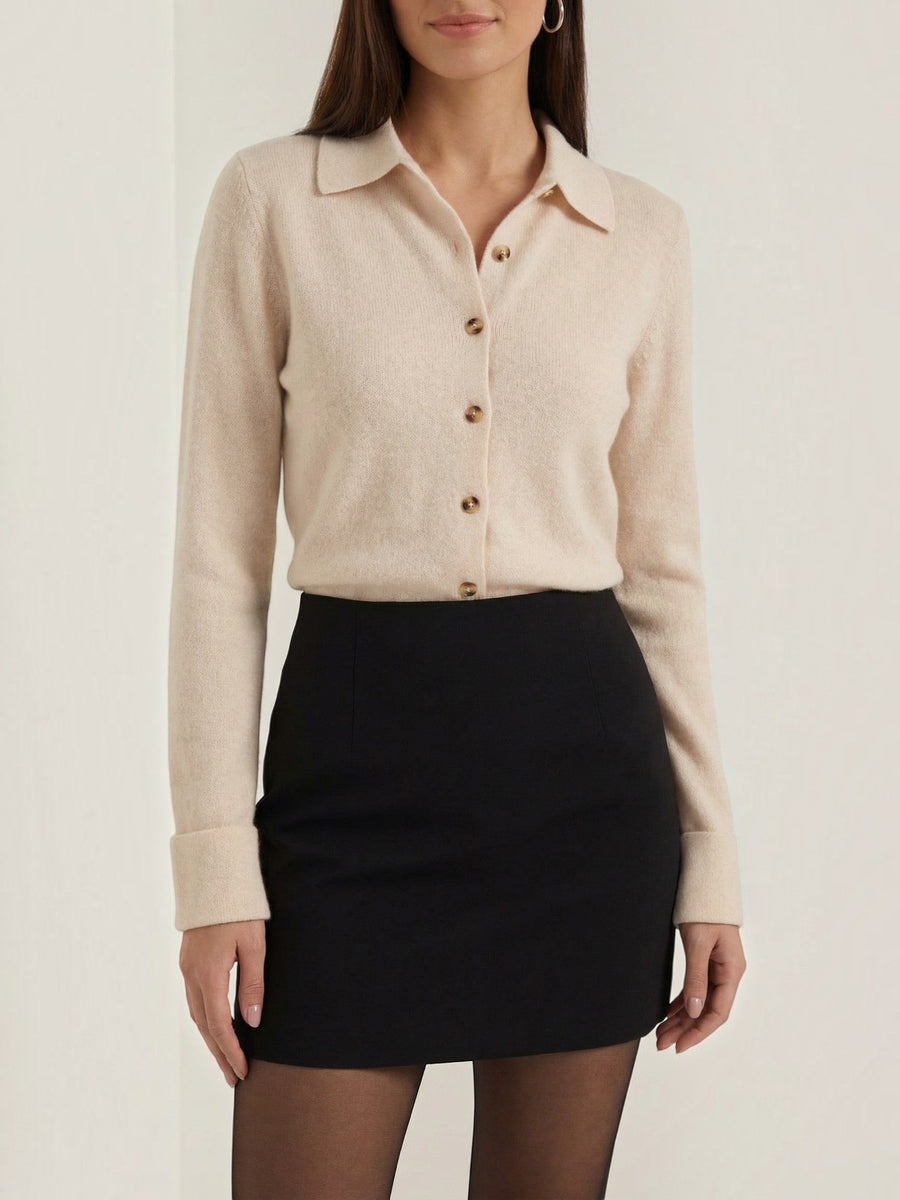 Gladys Polo Collar Button Front Knit Top