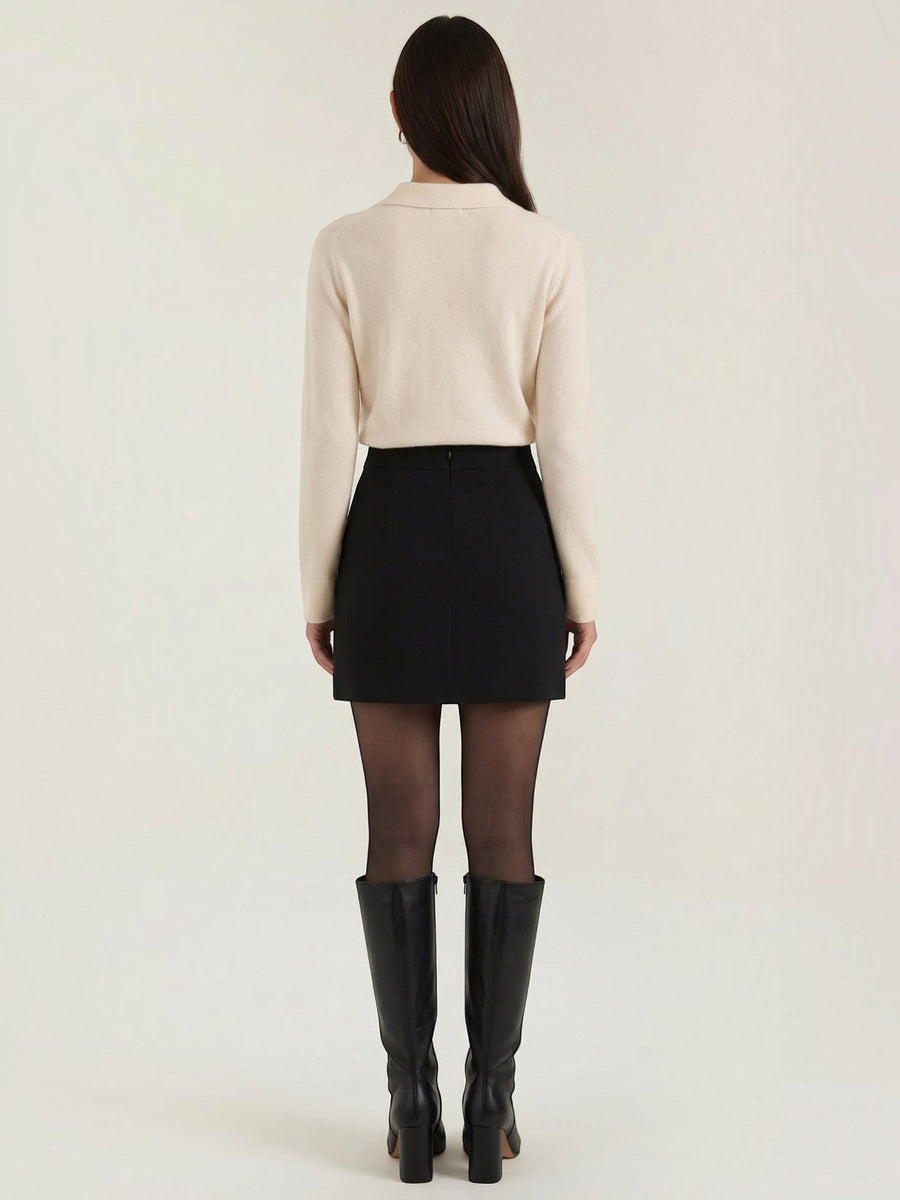 Gladys Polo Collar Button Front Knit Top