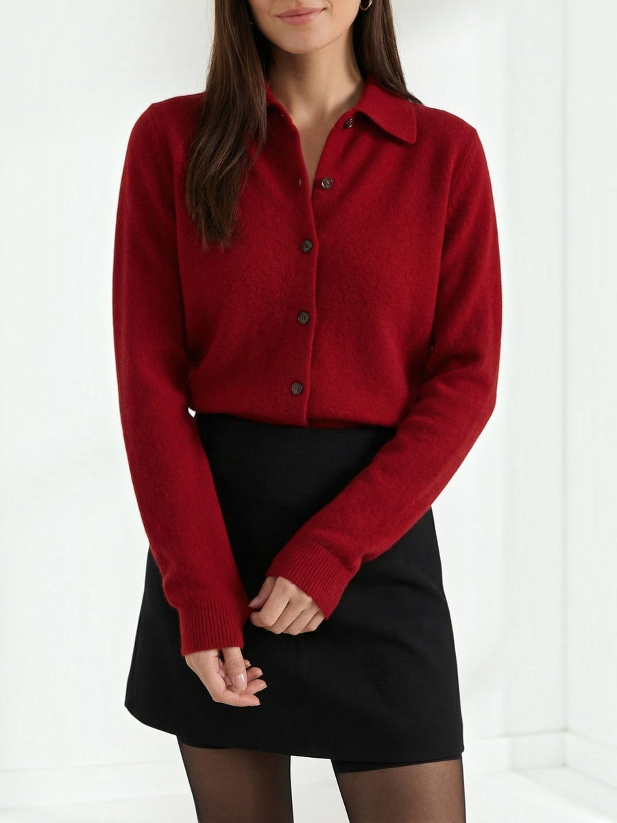 Gladys Polo Collar Button Front Knit Top