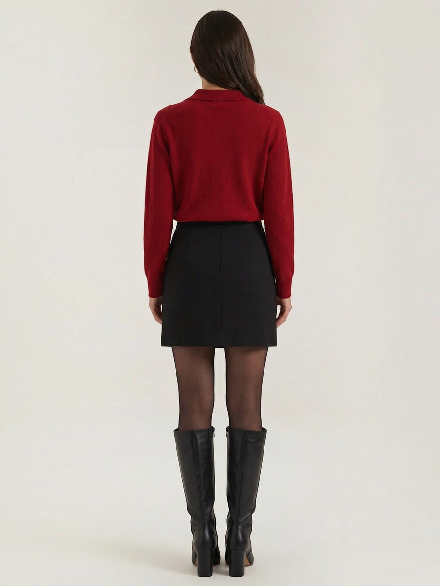 Gladys Polo Collar Button Front Knit Top