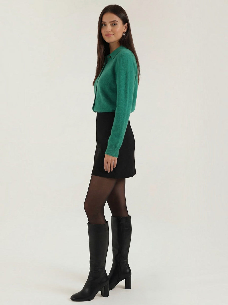 Gladys Polo Collar Button Front Knit Top