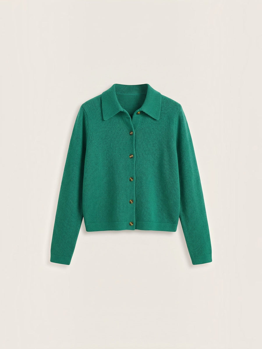 Gladys Polo Collar Button Front Knit Top