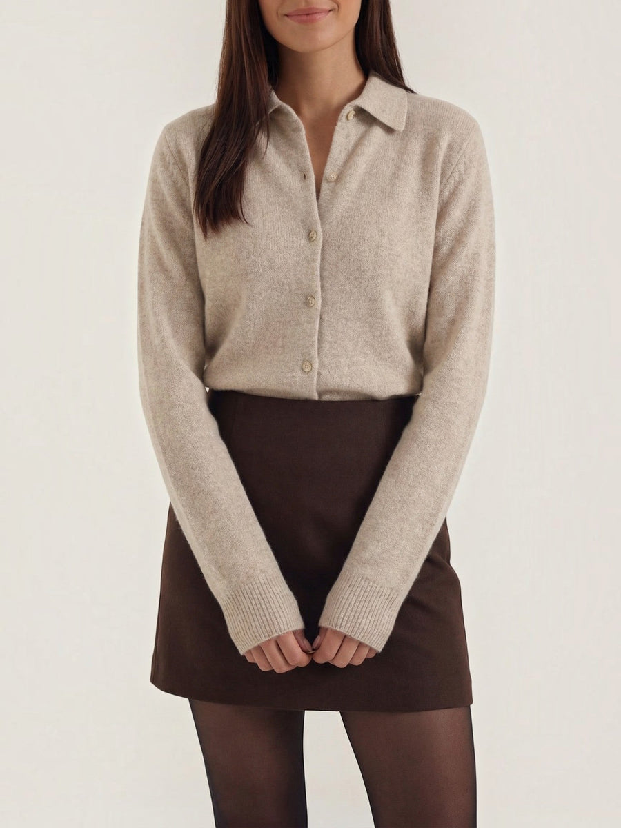 Gladys Polo Collar Button Front Knit Top