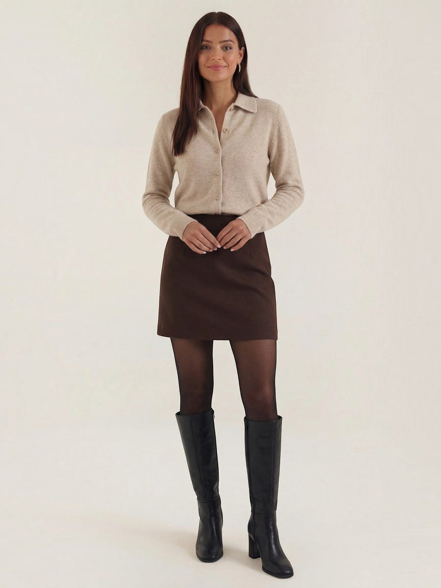Gladys Polo Collar Button Front Knit Top