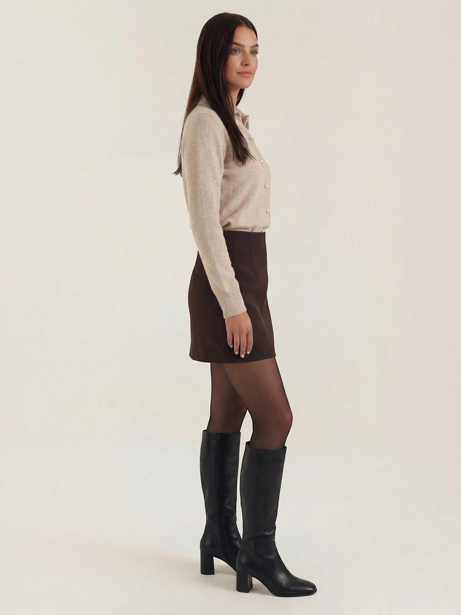 Gladys Polo Collar Button Front Knit Top
