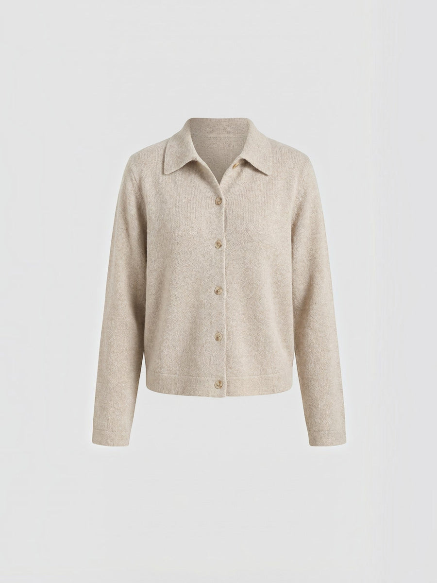 Gladys Polo Collar Button Front Knit Top