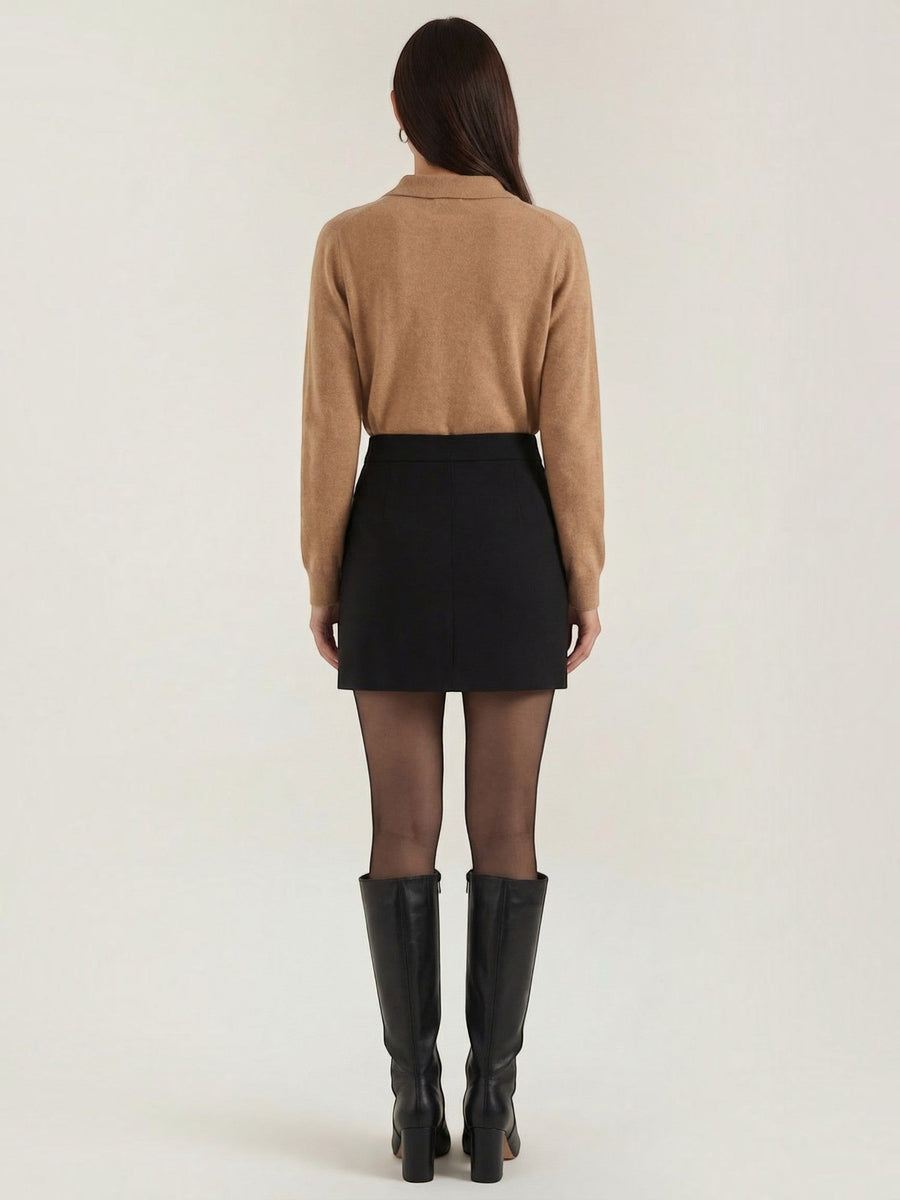 Gladys Polo Collar Button Front Knit Top