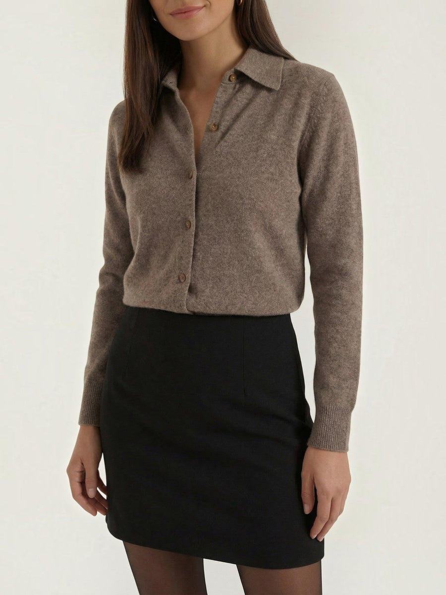 Gladys Polo Collar Button Front Knit Top