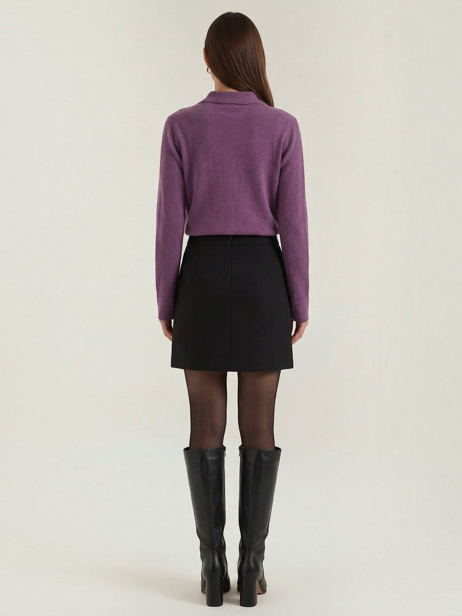 Gladys Polo Collar Button Front Knit Top