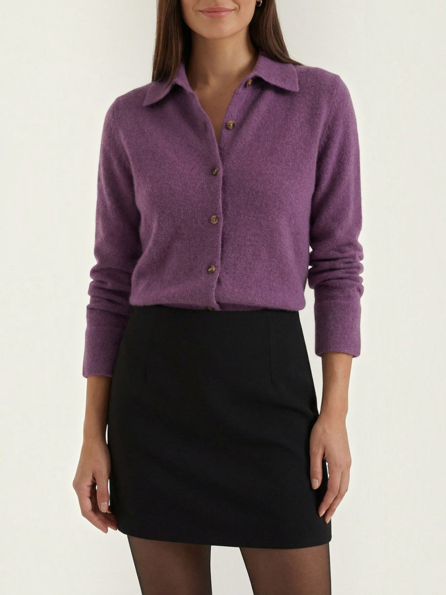 Gladys Polo Collar Button Front Knit Top