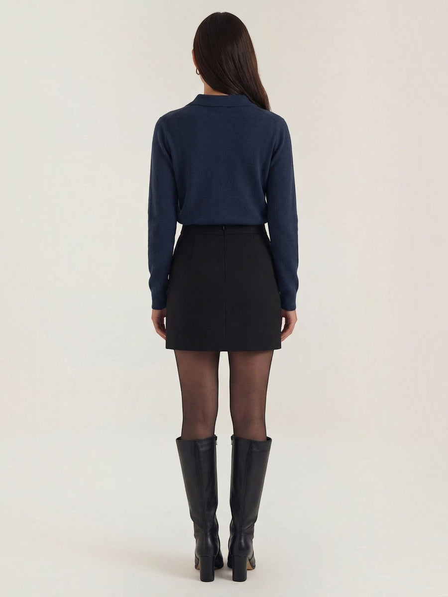 Gladys Polo Collar Button Front Knit Top