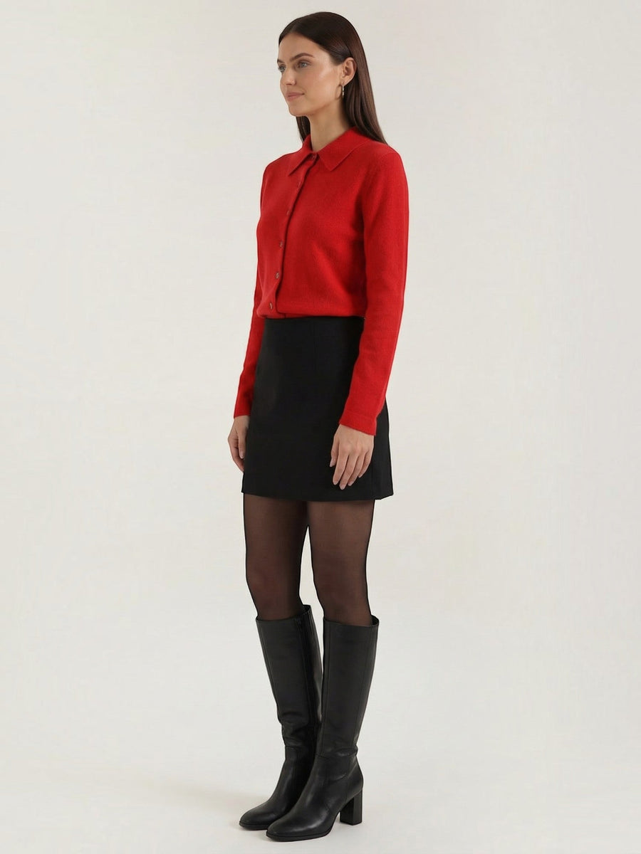 Gladys Polo Collar Button Front Knit Top