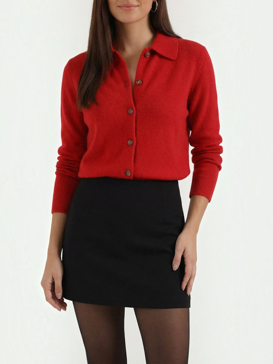 Gladys Polo Collar Button Front Knit Top