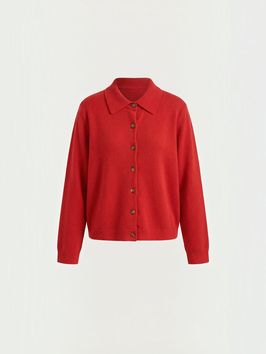 Gladys Polo Collar Button Front Knit Top