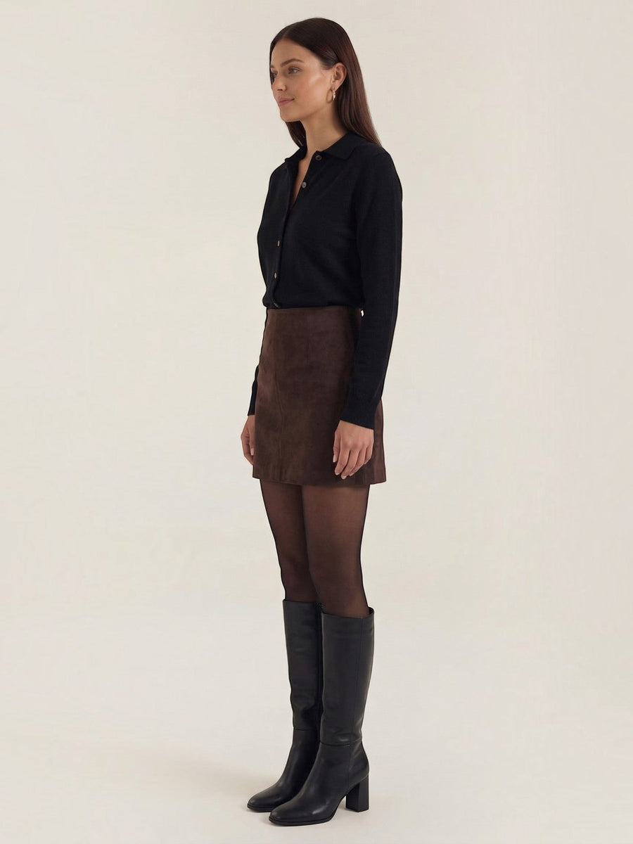 Gladys Polo Collar Button Front Knit Top