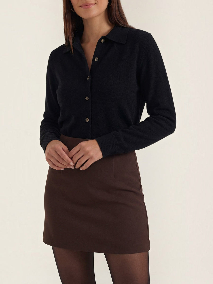 Gladys Polo Collar Button Front Knit Top