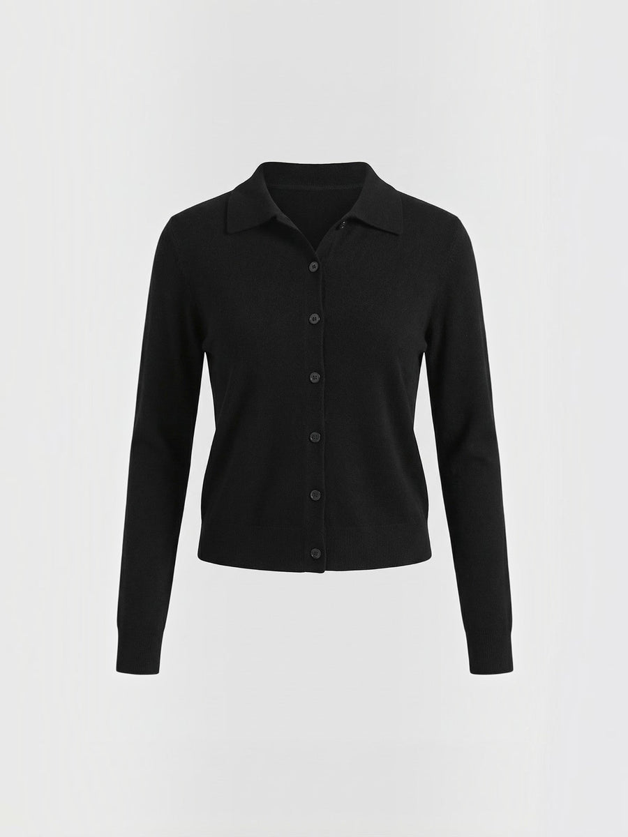 Gladys Polo Collar Button Front Knit Top