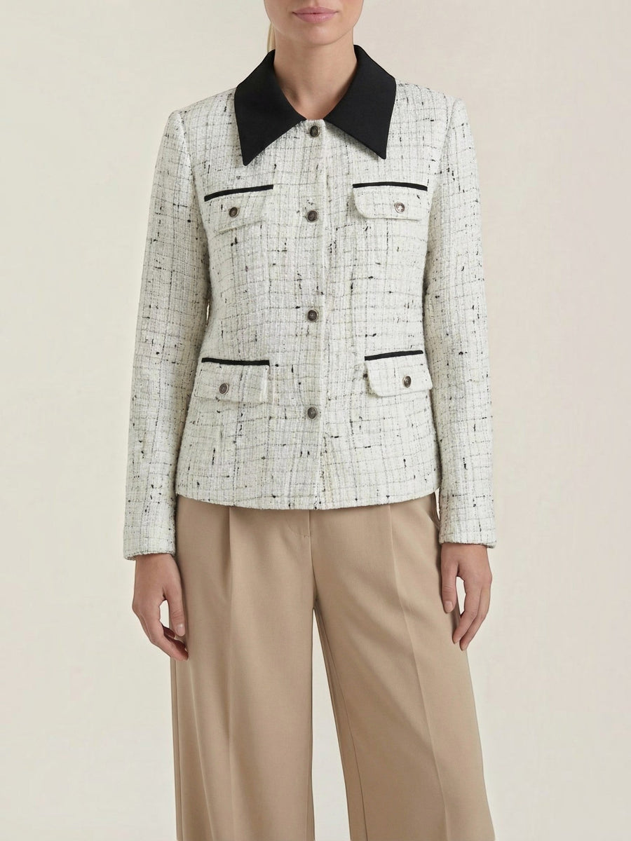 Heidi Contrast Collar Tweed Jacket